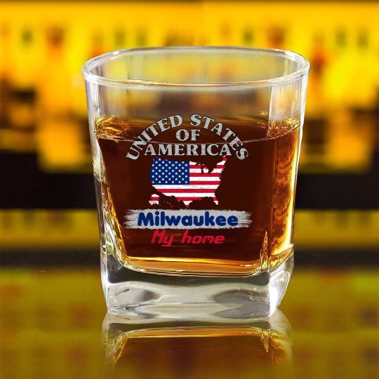 United States of America - Milwaukee my home - USA Square Whiskey Glasses