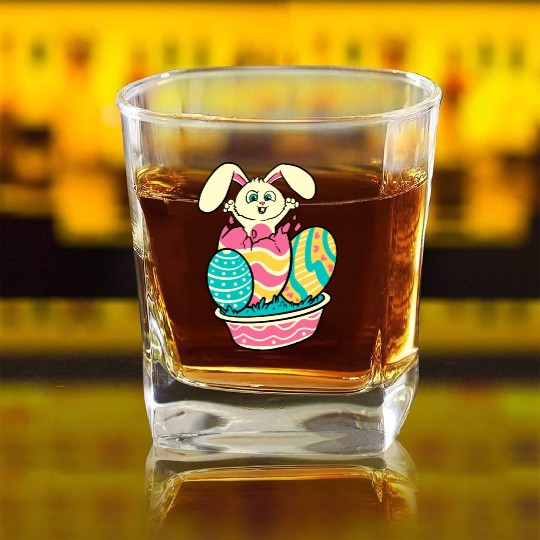 Surprise Bunny Square Whiskey Glasses