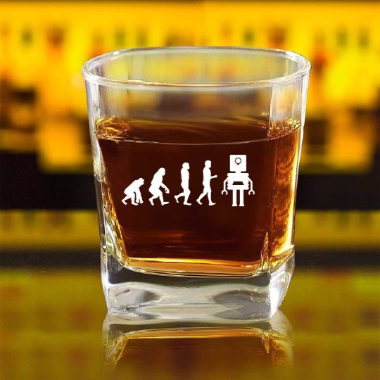Funny Robotic Machine Learning AI Evolution Robot Square Whiskey Glasses