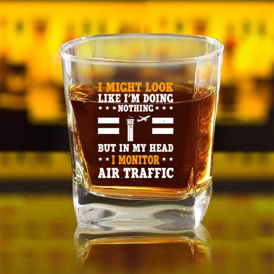 Funny Air Traffic Controller Humor Aviation Safety Square Whiskey Glasses