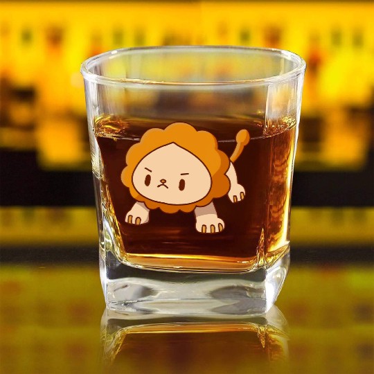 lion pushups kawaii pissed angry without a mat Square Whiskey Glasses