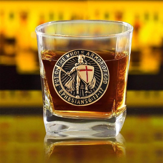 Armor Of God Christian Knight Square Whiskey Glasses