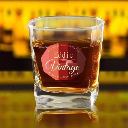 Eddie First Name Vintage Square Whiskey Glasses