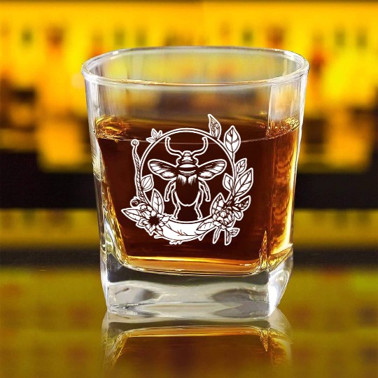 Bug Beetle Insect Square Whiskey Glasses