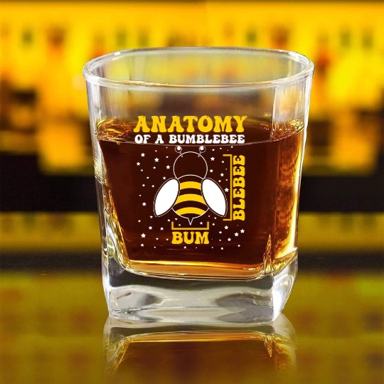 Anatomy of a Bumblebee Bee Lover Gift Square Whiskey Glasses