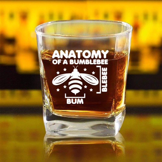 Anatomy of a Bumblebee Bee Lover Gift Square Whiskey Glasses