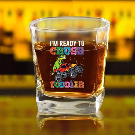 I m Ready To Crush Toddler Back To School Dinosaur Square Whiskey Glasses