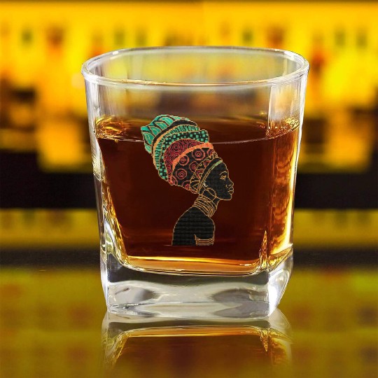 African Women Square Whiskey Glasses