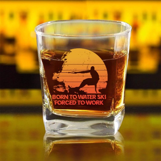 Retro Water Skiing Water Sports Lover Square Whiskey Glasses