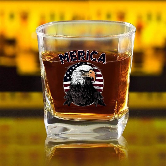 USA Independence Day 4th of July Labor Day Square Whiskey Glasses