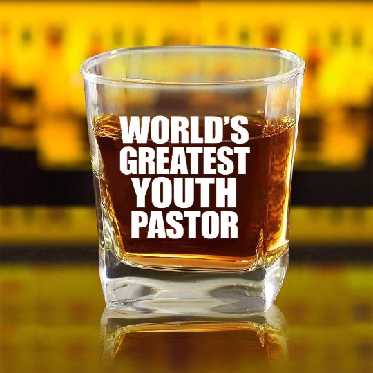 World s Greatest Youth Pastor Square Whiskey Glasses