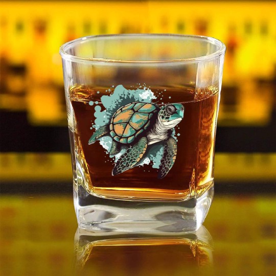 The sea turtle Square Whiskey Glasses