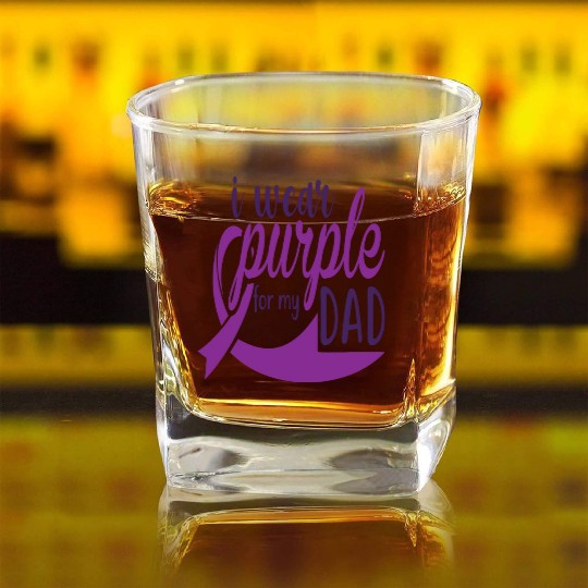 I Wear Purple For My Dad Square Whiskey Glasses