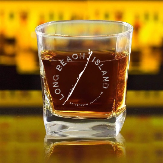Long Beach Island Lbi Square Whiskey Glasses