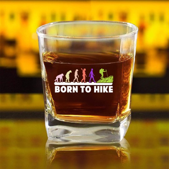 Born to Hike Mountain fan Wanderlust Hikers Square Whiskey Glasses