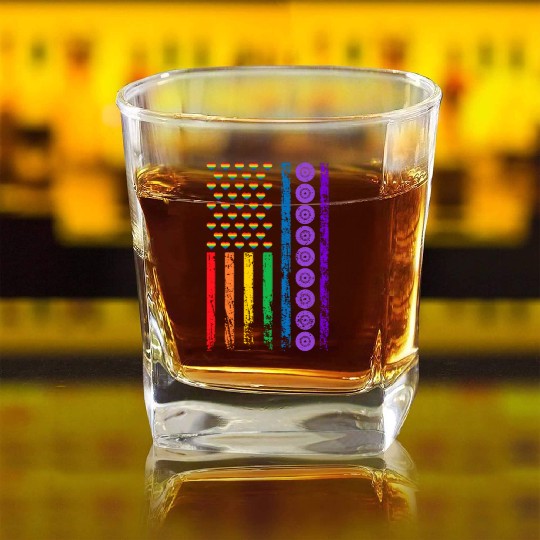 American Sports Rainbow Flag LGBT Pride Month Square Whiskey Glasses