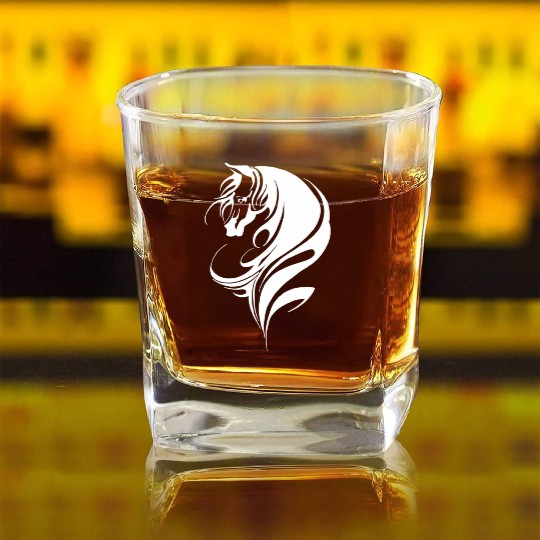 Horse Horse Head Pony Colt Square Whiskey Glasses