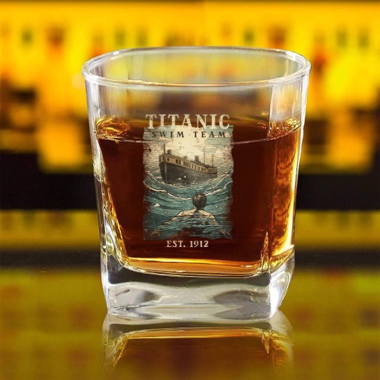 Titanic Swim Team Established 1912 RMS Titanic Square Whiskey Glasses