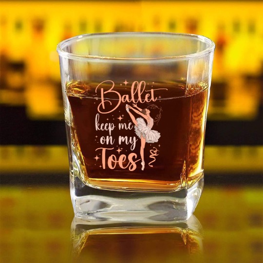 Ballet Dancer Dance Girl Ballerina Square Whiskey Glasses