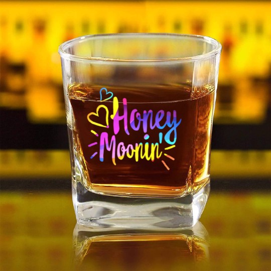 Honeymoonin Square Whiskey Glasses Newlywed Square Whiskey Glasses Wifey Hubby