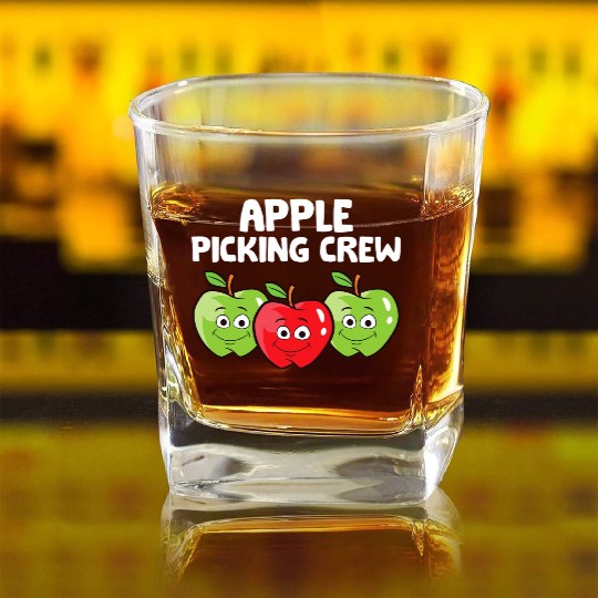 Apple Farmer Apple Lover Fruit Funny Apple Picking Square Whiskey Glasses