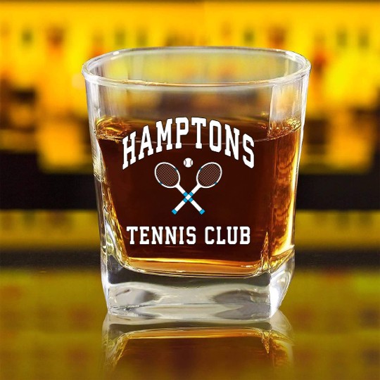 Hamptons Tennis Club Preppy New York Montauk Varsi Square Whiskey Glasses