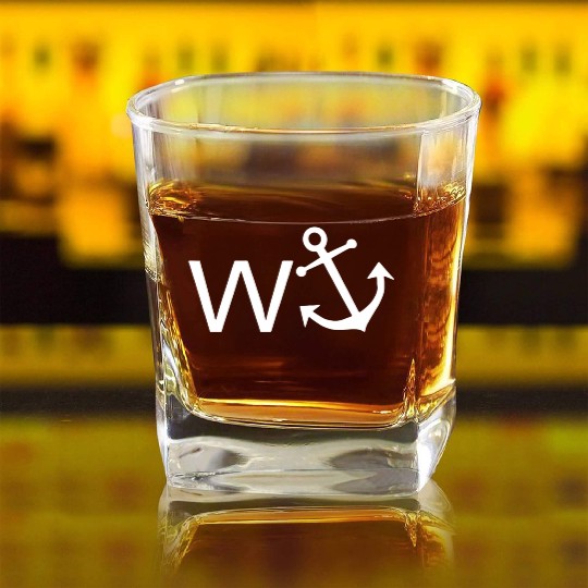 W Anchor Wanker Jerk Slang Square Whiskey Glasses
