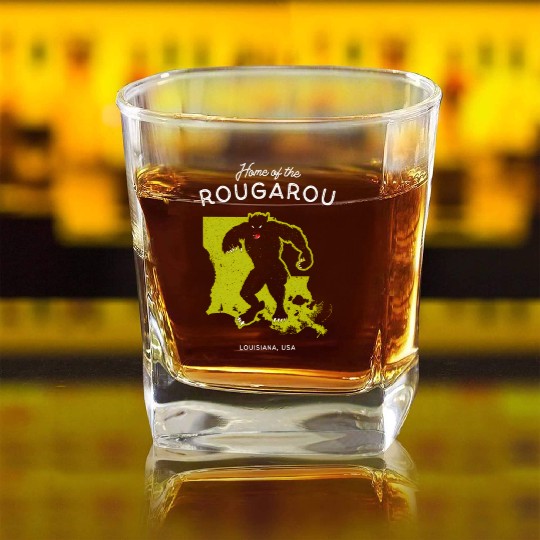 Home Of The Rougarou Louisiana Usa Cryptid Square Whiskey Glasses