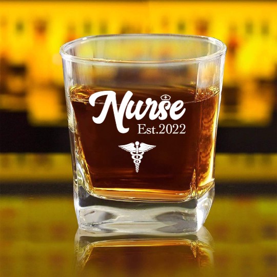 Registered Nurse Est 2022 Rn Nursing School Gradua Square Whiskey Glasses