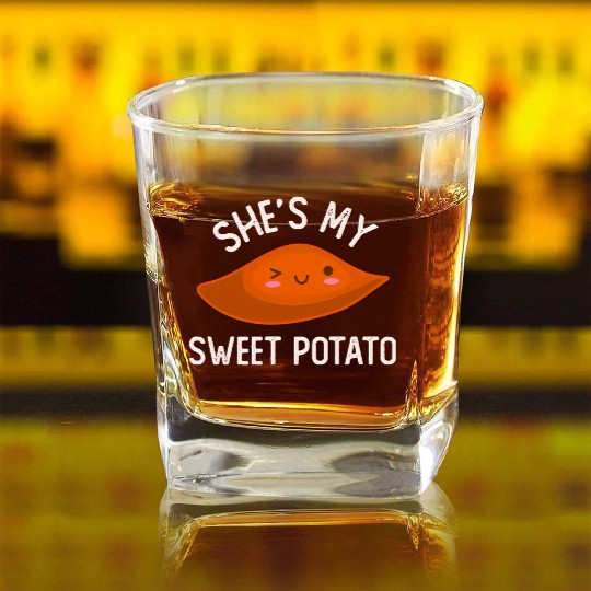 She'S My Sweet Potato I Yam Thanksgiving Square Whiskey Glasses