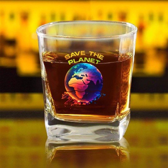 Save the Planet Nature Environment Earth Square Whiskey Glasses