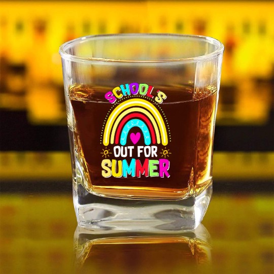 Schools Out For Summer Teacher Last Day Of School Square Whiskey Glasses