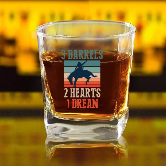 Barrel Racing Rodeo Square Whiskey Glasses