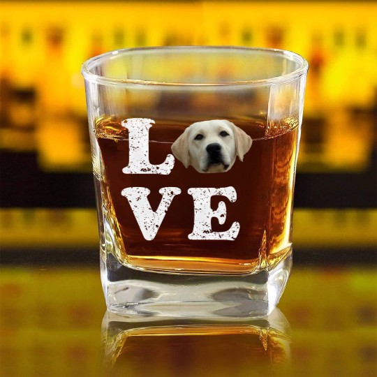 I Love My Yellow Lab Labrador Retriever Dog Square Whiskey Glasses
