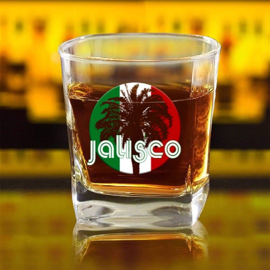 Jalisco Mexico Flag Native Palm Tree Mexican Square Whiskey Glasses