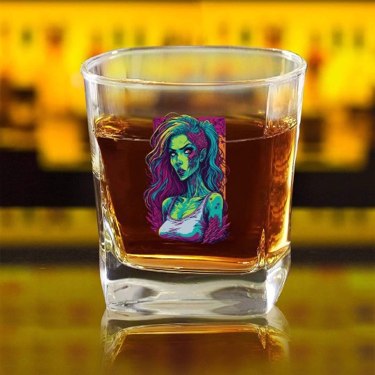 Zombie Girl Square Whiskey Glasses