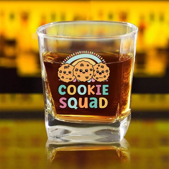 Cookie Squad Funny Matching For Girls Cookie Lover Square Whiskey Glasses