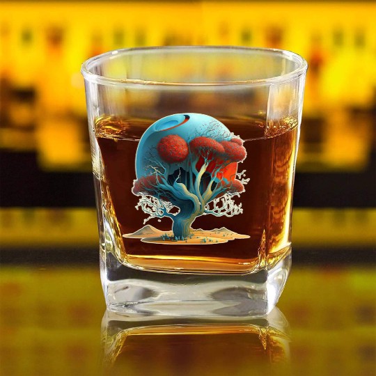 Desert Crimson Dreaming Square Whiskey Glasses