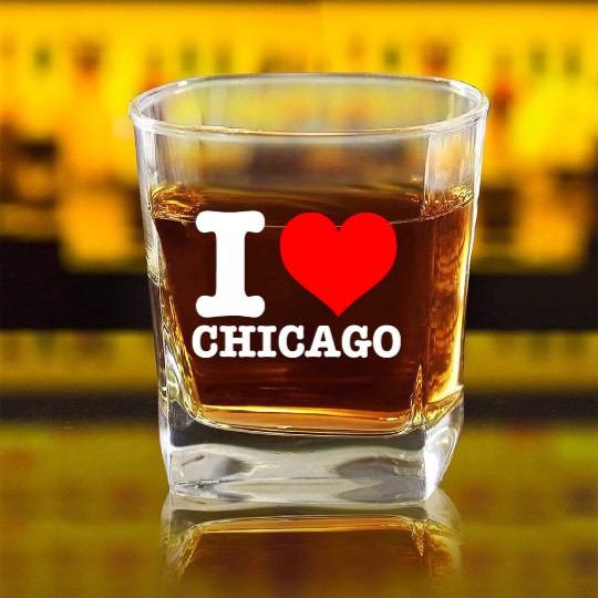 Chicago - I Heart Chicago - I Love Chicago Square Whiskey Glasses