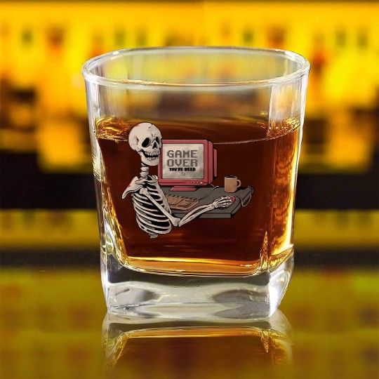 Funny Geek Skeleton Gift Square Whiskey Glasses