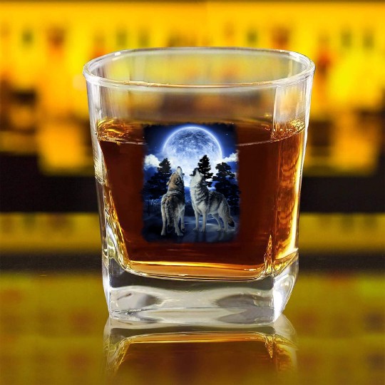 The Mountain Men'S Wolf Native American Square Whiskey Glasses