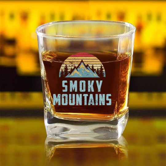 Retro Great Smoky Mountains National Park Square Whiskey Glasses