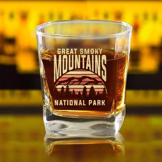 Retro National Park Great Smoky Mountains National Square Whiskey Glasses
