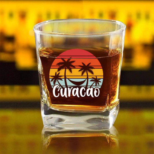 Curacao Curacaoan Sunset Vacation Curacao Square Whiskey Glasses