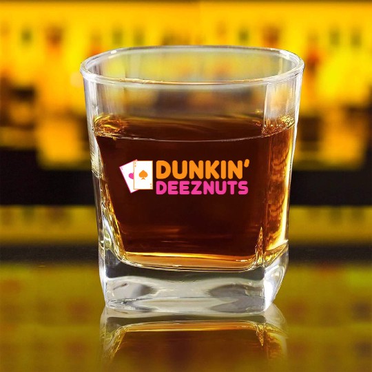 Dunkin Deez-Nuts Pocket Aces Square Whiskey Glasses