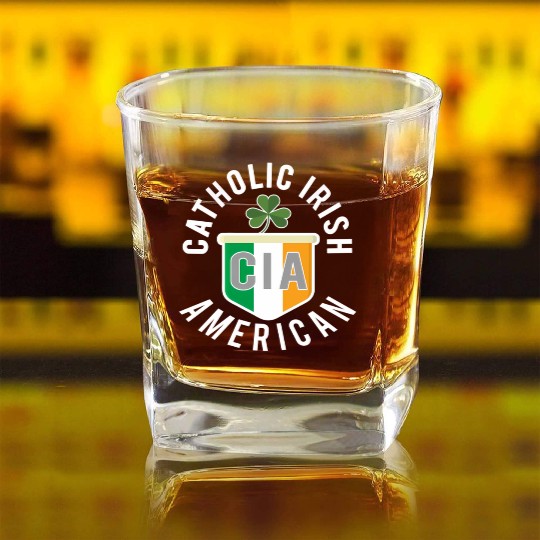 Catholic Irish American St Patric Day Square Whiskey Glasses