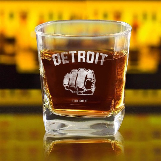 Detroit Fist City Style For Square Whiskey Glasses