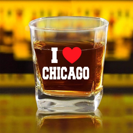 I Love Chicago Square Whiskey Glasses