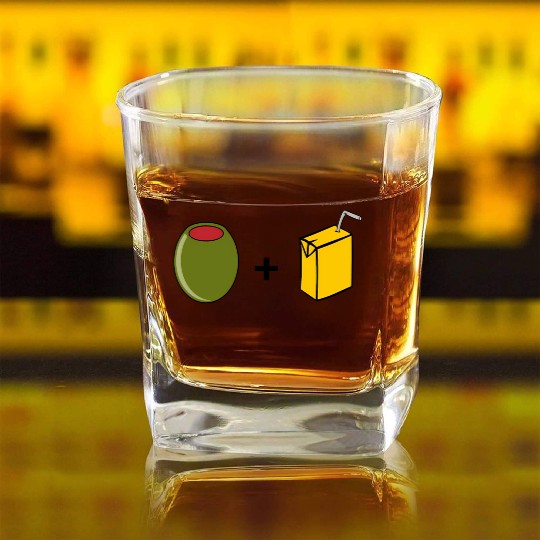 Olive Juice I Love You Square Whiskey Glasses
