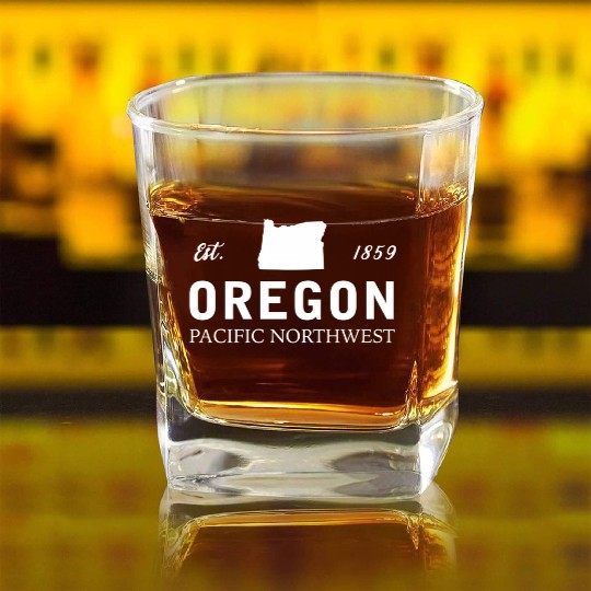 Oregon Est 1859 Pacific Northwest Us Flag Square Whiskey Glasses